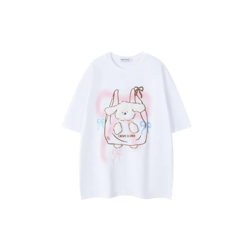 Retro Cute Cotton T Shirt Unisex-0
