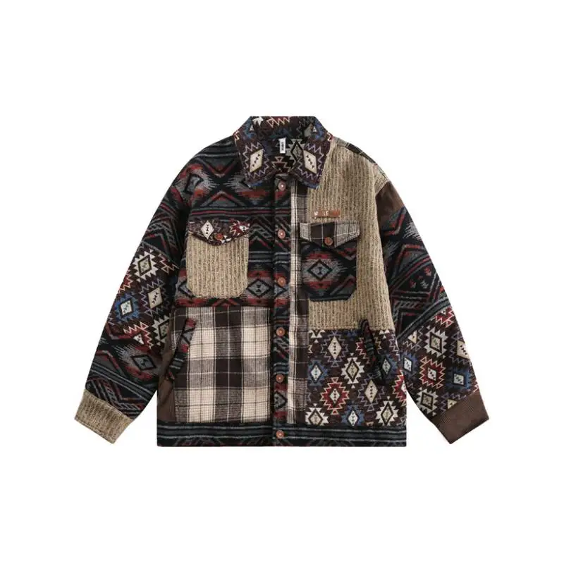 New Creative Sense Ethnic Style Stitching Color Casual Loose Denim Jacket