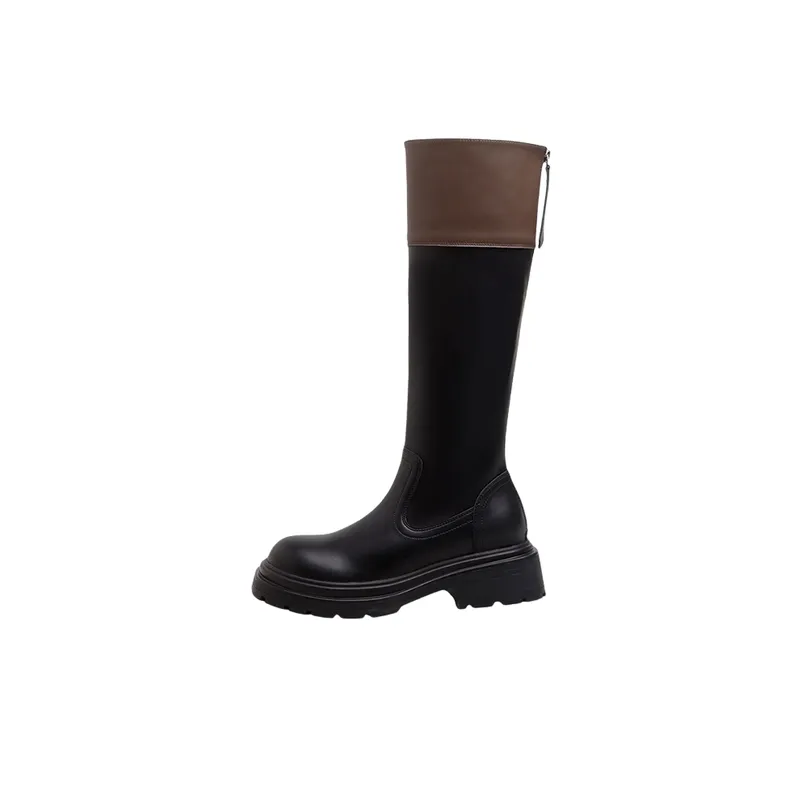Contrast Color Fashionable Knee High Boots-0