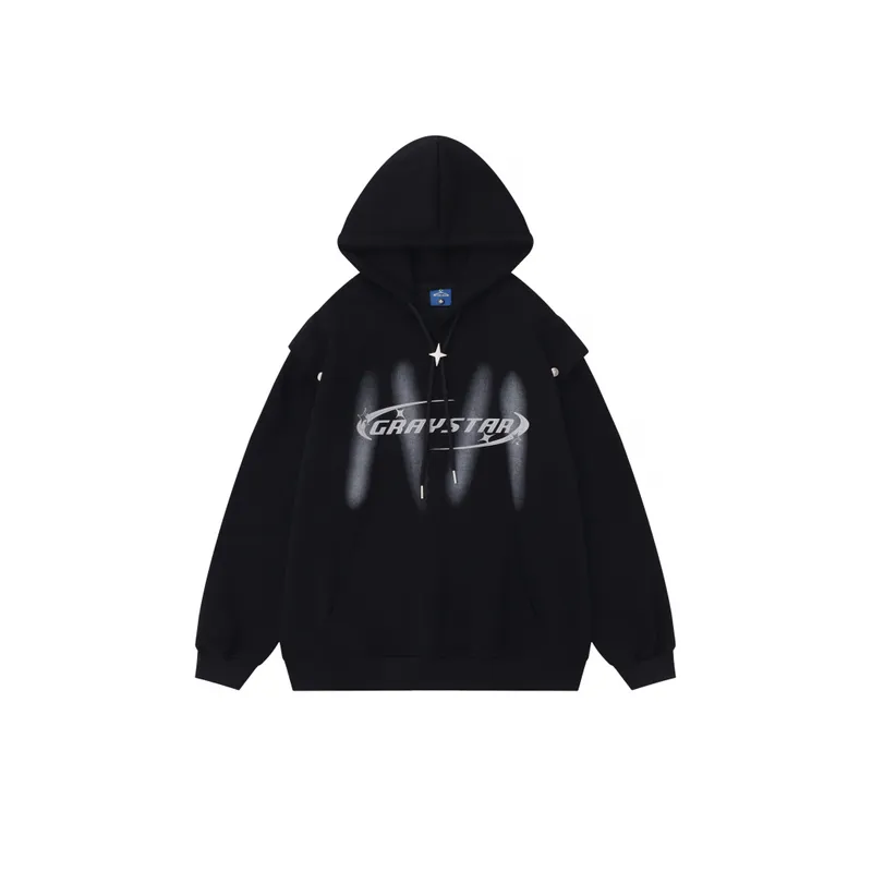 Fashion Star Printed Loose Hoodie-4