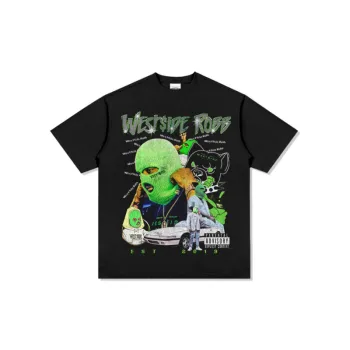 Hip Hop Robb Print Retro Hiphop High Street Short Sleeved T Shirt