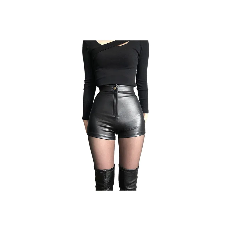 Simple Casual  PU Boxer Shorts Women-0