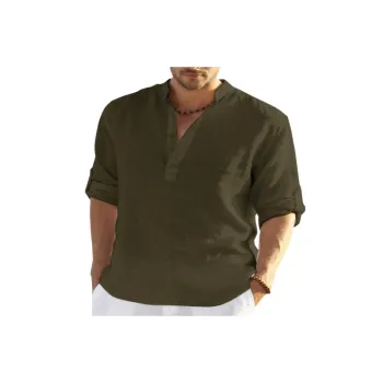 Retro Plain Cotton Blended Fabric Shirt