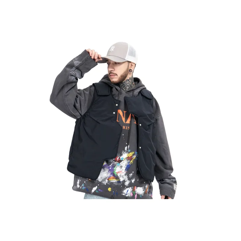 Stitching Pure Color Loose Cotton padded Jacket-8