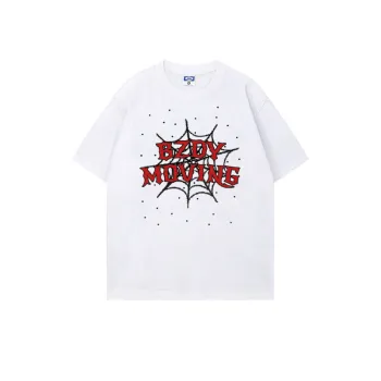 Letter Print Oversize Cotton Spider T shirt