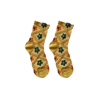 Cute Floral Cotton Mid Calf Sock