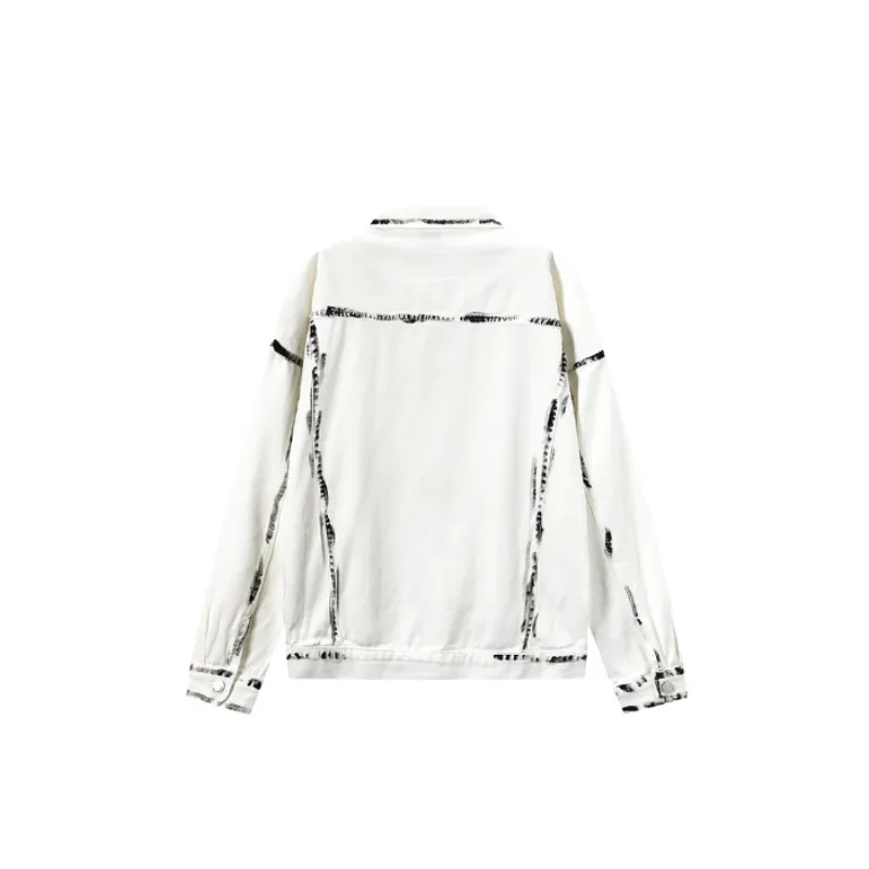 Striped Printed Denim Jacket-1