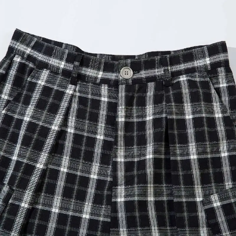 Retro Plaid Denim Casual Pants-2