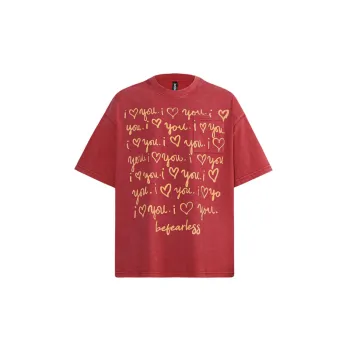 Love Printed Old Washed Short sleeved T shirt