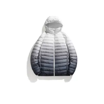 Short Gradient Warm Hooded Down Jacket