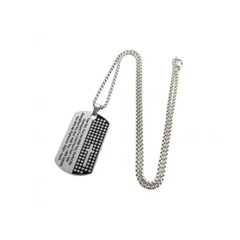 Round Cross Border Stainless Steel Cross Military Card Engraving Hip Hop Pearl Chain Necklace