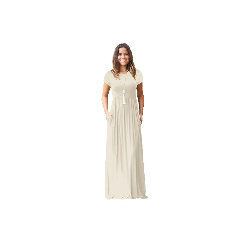 Casual Plain Cotton Blended Fabric Dress Women-0