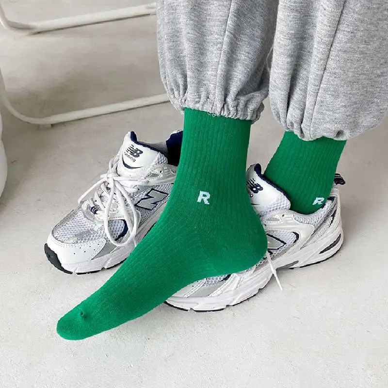 Basics Simple Cotton Mid Calf Sock-10