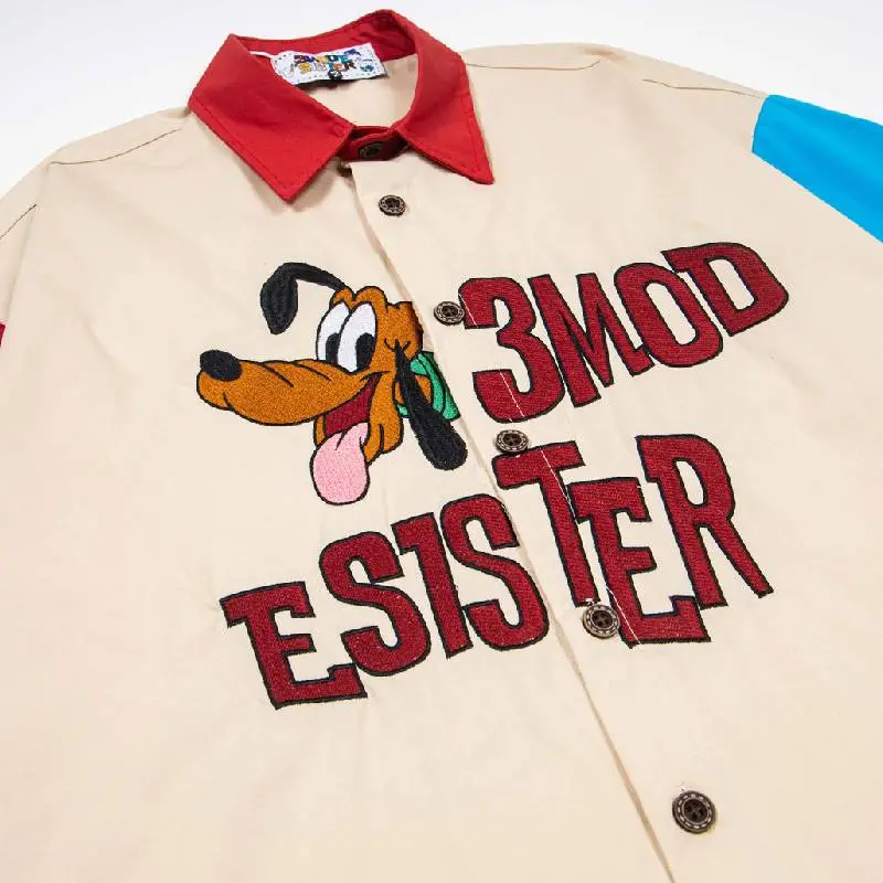 Cartoon Contrast Color Cotton Shirt Unisex-2