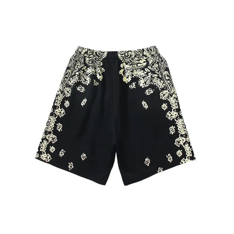 Street Letter Cotton Blended Fabric Casual Shorts-1