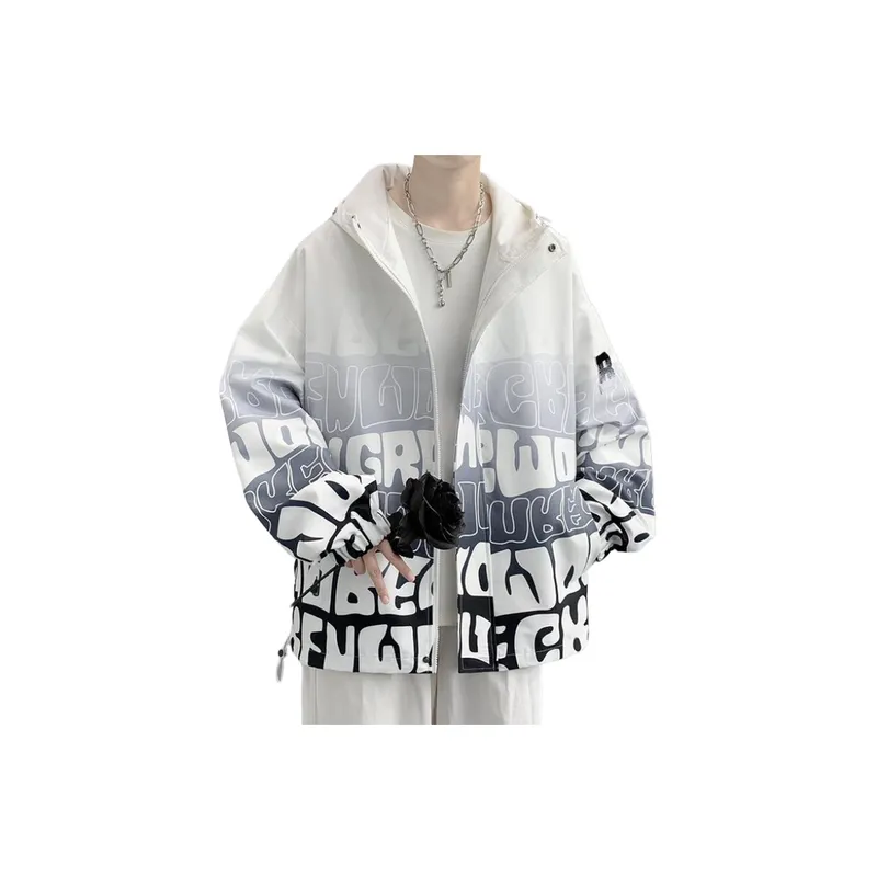 Functional Casual Trendy Gradient Letter Print Hoodie-2