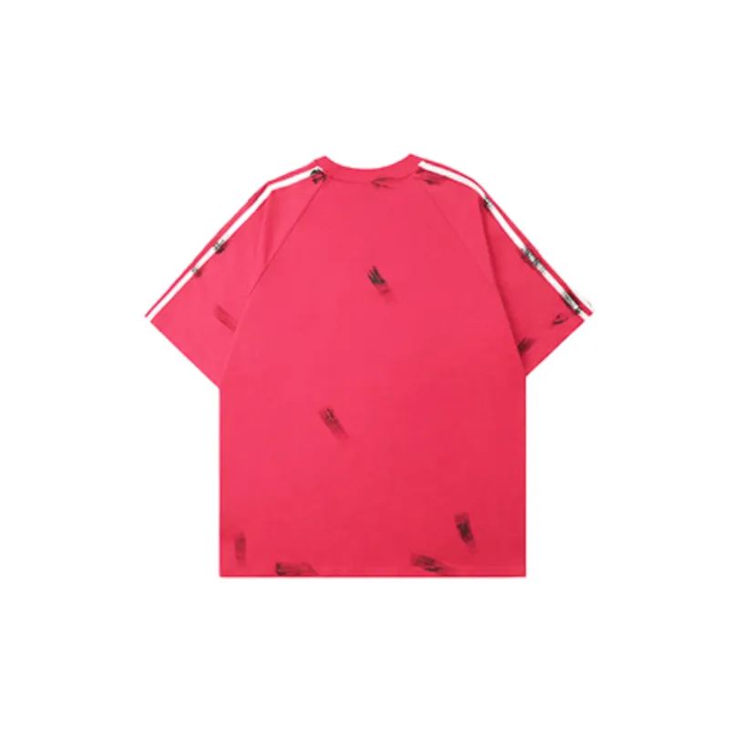 Logo Embroidery Hand painted Old Casual Loose Short sleeved T shirt-7