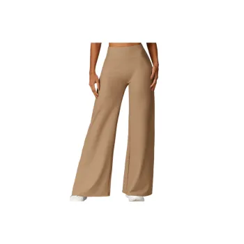 Casual Plain  Nylon Spandex Rib Knit Fabric Sports Pants Women
