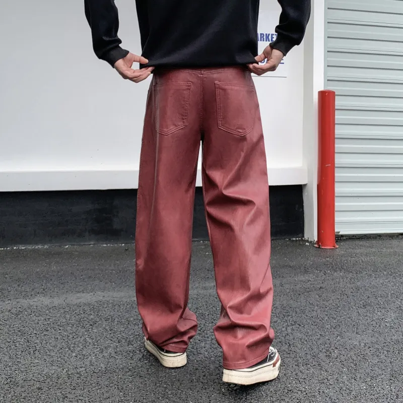 Fashion Loose Leather Pants-2