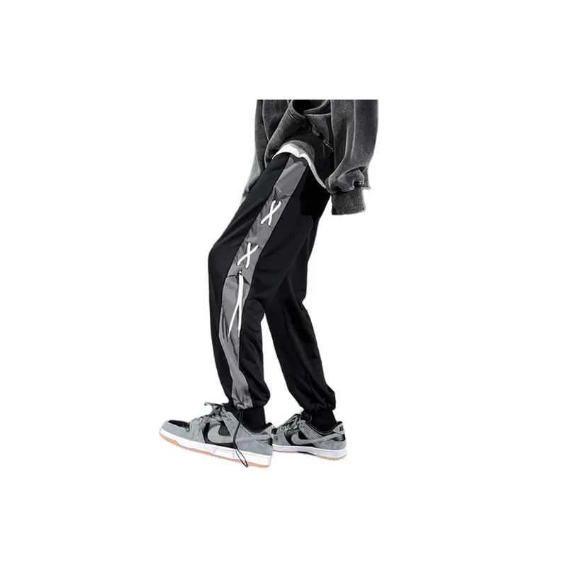 Leg tied Color Matching Drawstring Sports Casual Pants-1