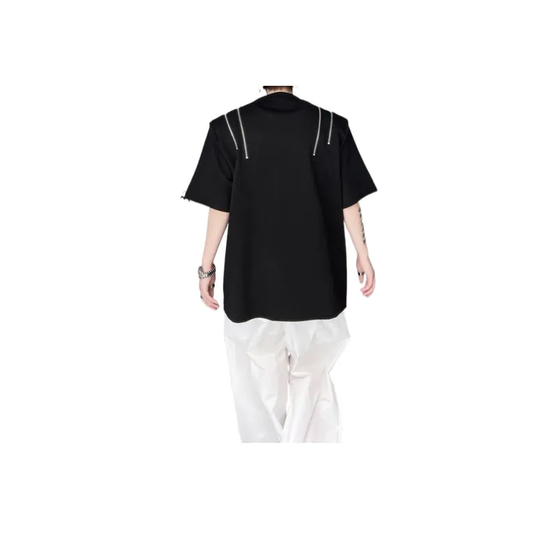 Irregular Dark Splicing T Shirt-1