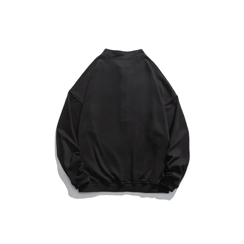 Solid Color Embroidered Letter Fleece lined Sweatshirt-5