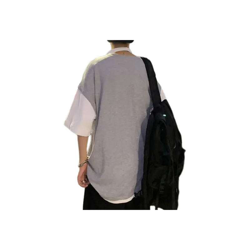 Trendy Fake Two Piece Half Sleeved T Shirt-1