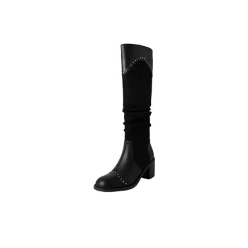 Studded Retro Knee High Boots