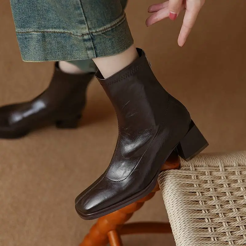 Casual Fashionable Plain Ankle Boots-4