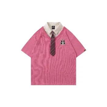 Contrast Color Loose Waffle Checks Polo Unisex