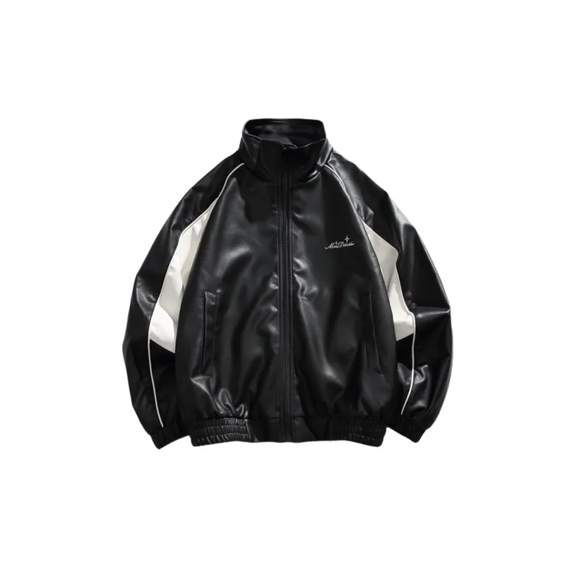 Retro Loose PU Leather Jacket-0