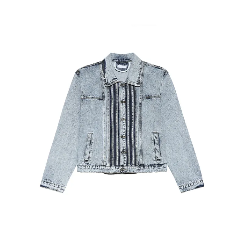 Irregular Striped Flared Jeans-0