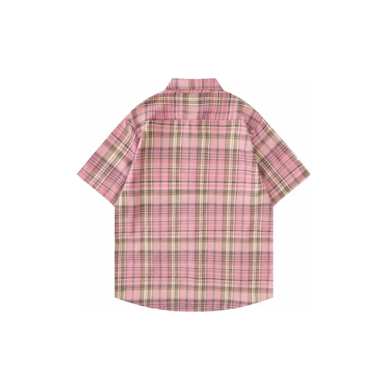 Star Print Plaid Short Sleeve Shirt-3