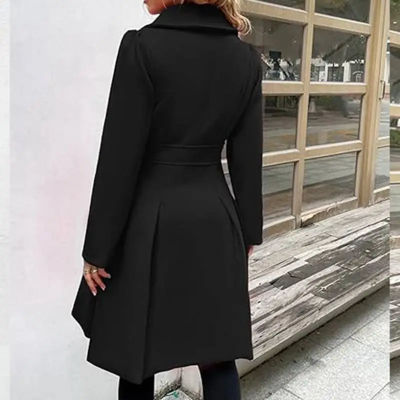 Casual Plain Polyester Coat Women-5