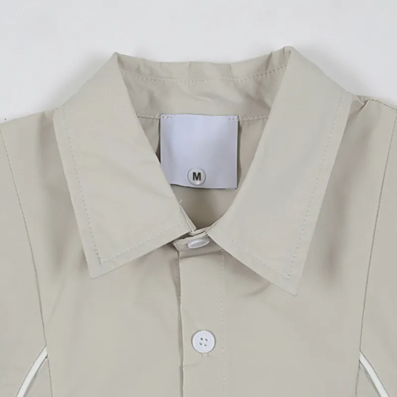 Casual Contrast Color Polyester Shirt-4