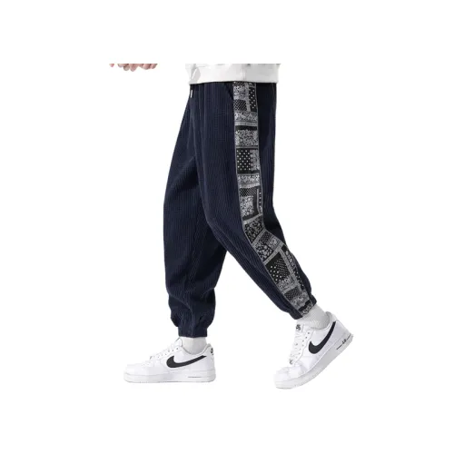 New Style National Fashion Corduroy Casual Cashew Flower Stitching Sports Pants swag OOTD