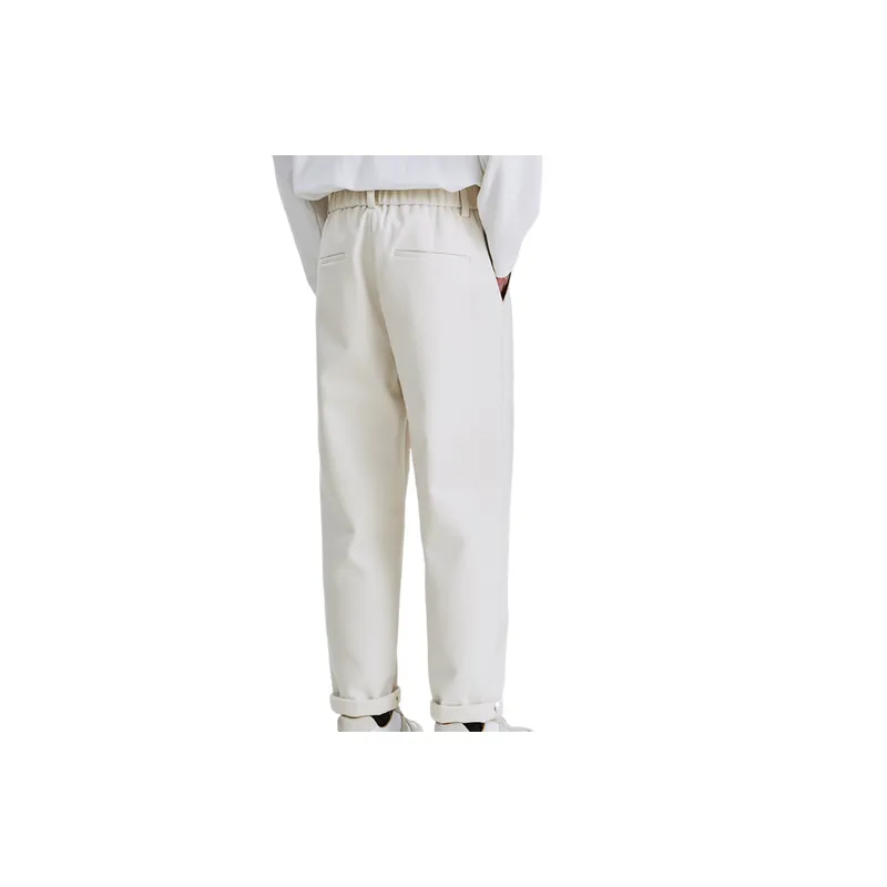 Basics Simple Blended Synthetic Fabrics Casual Pants-3
