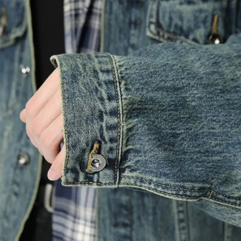 Simple Plaid Denim Jacket-3