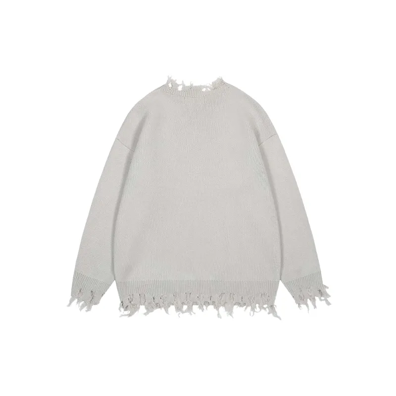 Street Ripped Blended Synthetic Fabrics Sweater-3