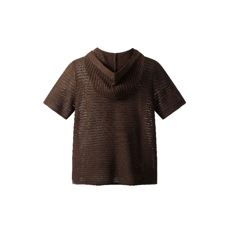 Fashionable Hollow Out Blended Synthetic Fabrics Polo-1
