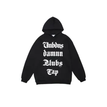 Retro Trend Gothic Letter Heavy Fleece lined Hoodie