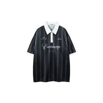 Fashionable Striped Blended Synthetic Fabrics Polo