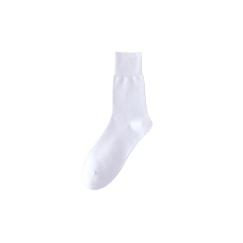 Simple Loose Cotton Mid Calf Sock-5