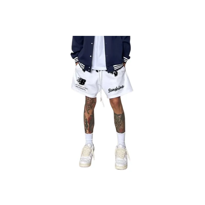 Letters Printed Tie Drawstring Shorts-1