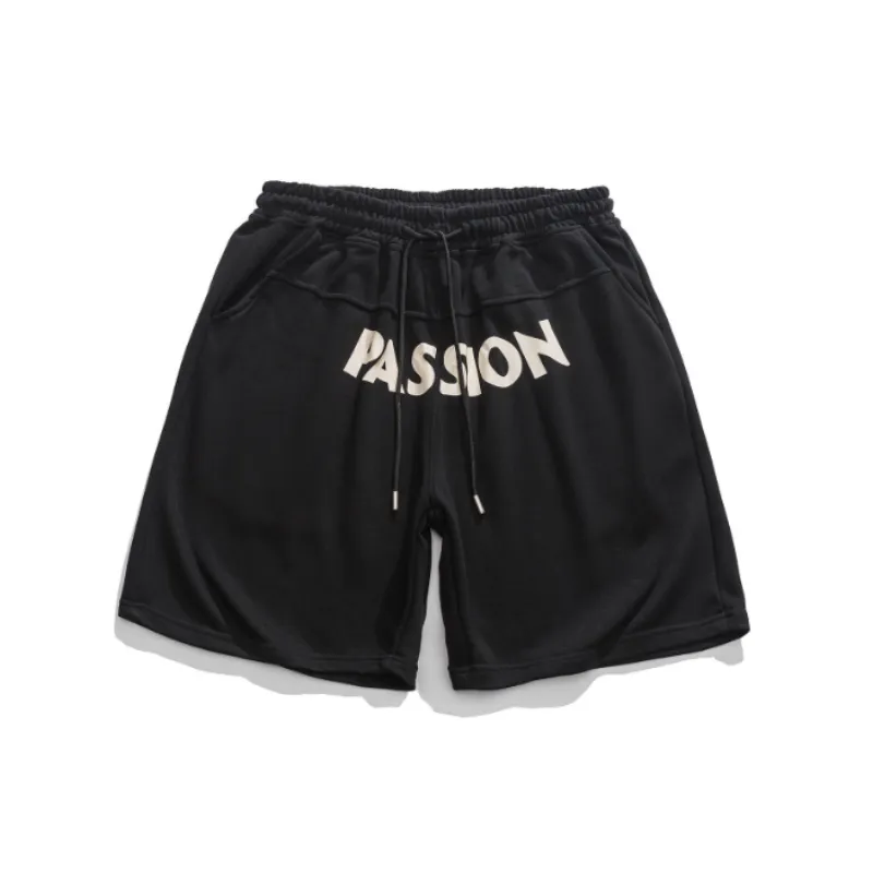 Loose Letter Print Beach Shorts-2