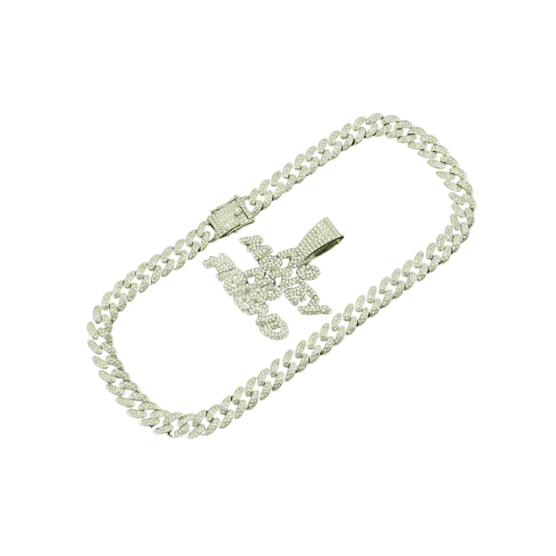 Full Diamond Letter Pendant Necklace-2
