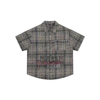 Loose Plaid Short Sleeved Trendy Shirt