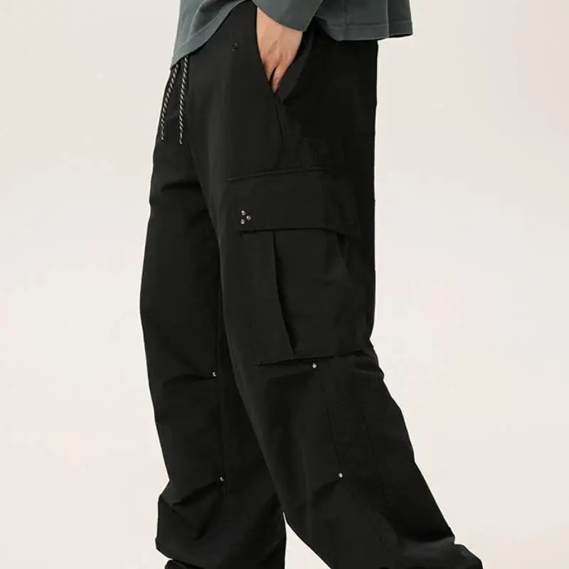 Casual Flare Leg Cotton Cargo Pants-8