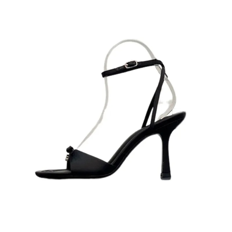 Rhinestone Bow Slide Sandals-7