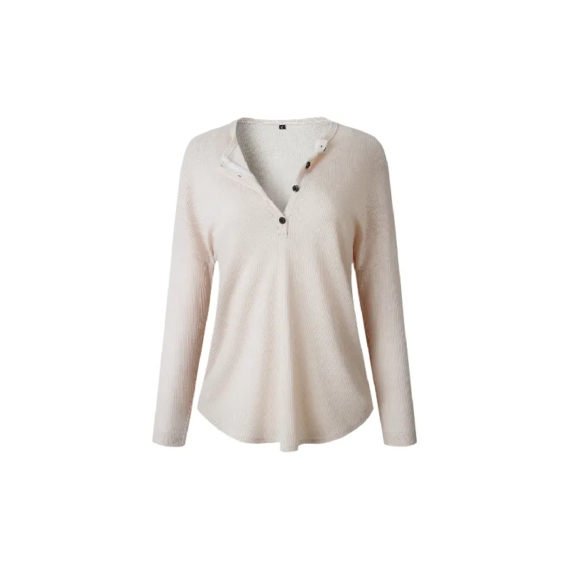 Fashionable Plain Knitted Fabric T Shirt Women-4